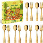 DEHOV Toddler Eating Utensils Set,Set Of 12 Food Grade Stainless Steel Silverware Sets For Kids,Dishwasher Safe Children Small Metal Spoons And Forks Flatware Sets