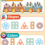 kecristv Montessori Toys for 1-3 Year Olds, Shape Sorter Wooden Toys for Toddlers, Learning Educational Sensory Stacking Toy