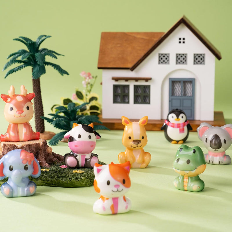 DMIGHT 24PCS Safari Animal Squishy Toys for Kids' Parties, Classroom Rewards, and Goodie Bags