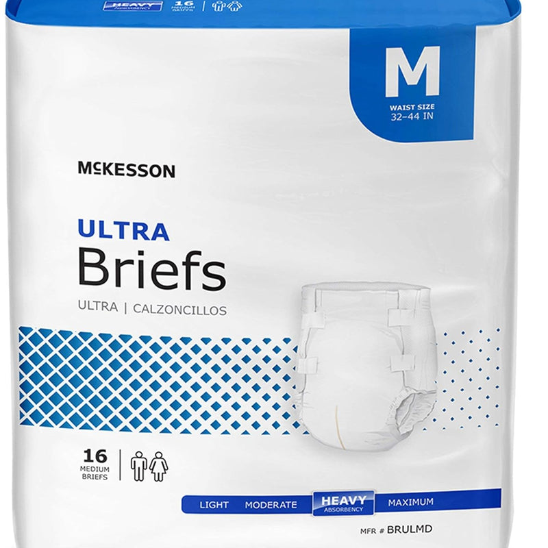 McKesson Ultra Briefs, Heavy Absorbency, Large, Unisex, 58 in, 72 ct | Disposable, Elastic Leg Gathers and Contoured Fit for Men and Women, Incontinence