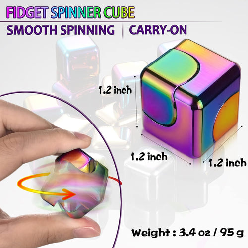 Fidget Spinner Toys Cube Adults Metal Fidgets Cool Stuff Desk Gadgets Office Toy for Teen Boy Small Anxiety Figette Sensory Toy ADHD Tool Fingears Figet Stress Gifts Easter Basket Stuffers Teen Boys