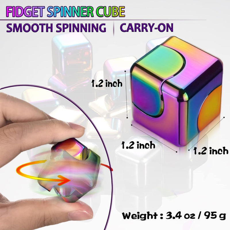 Fidget Spinner Toys Cube Adults Metal Fidgets Cool Stuff Desk Gadgets Office Toy for Teen Boy Small Anxiety Figette Sensory Toy ADHD Tool Fingears Figet Stress Gifts Easter Basket Stuffers Teen Boys