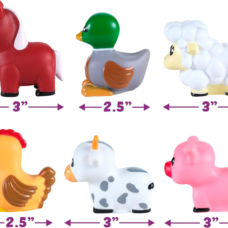 Tub Works Barnyard Mold-Free Bath Toys: Sealed, Soft & Squeezable Farm Animal Toys for Toddler Bath Time