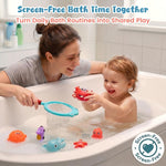 SHINDEL 16 PCS Baby Bath Toys, Ocean Animal Theme | Floating Pool Toys, Water Play Backyard Pool, Gifts for Kids Toddler Boys Girls, Montessori Sensory Bin Fillers