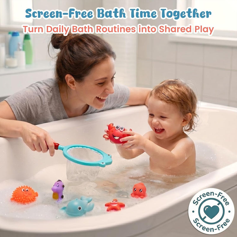 SHINDEL 16 PCS Baby Bath Toys, Ocean Animal Theme | Floating Pool Toys, Water Play Backyard Pool, Gifts for Kids Toddler Boys Girls, Montessori Sensory Bin Fillers
