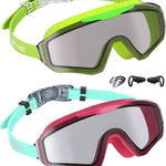 Freela 2 Pack Kids Swim Goggles for 8-16, Anti-Fog UV Protection Extra Silicone Layer Swimming Goggles for Youth Boys Girls