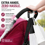 Stroller Hooks 2 Pack Heavy Duty Large Carabiner Clips for Bags & Baby Gear | Universal Fit, Hang Diaper, Purse, Grocery & Shopping Bags, Mommy Accessories, Backpack, Camping, Hiking, Travel, Moms gift