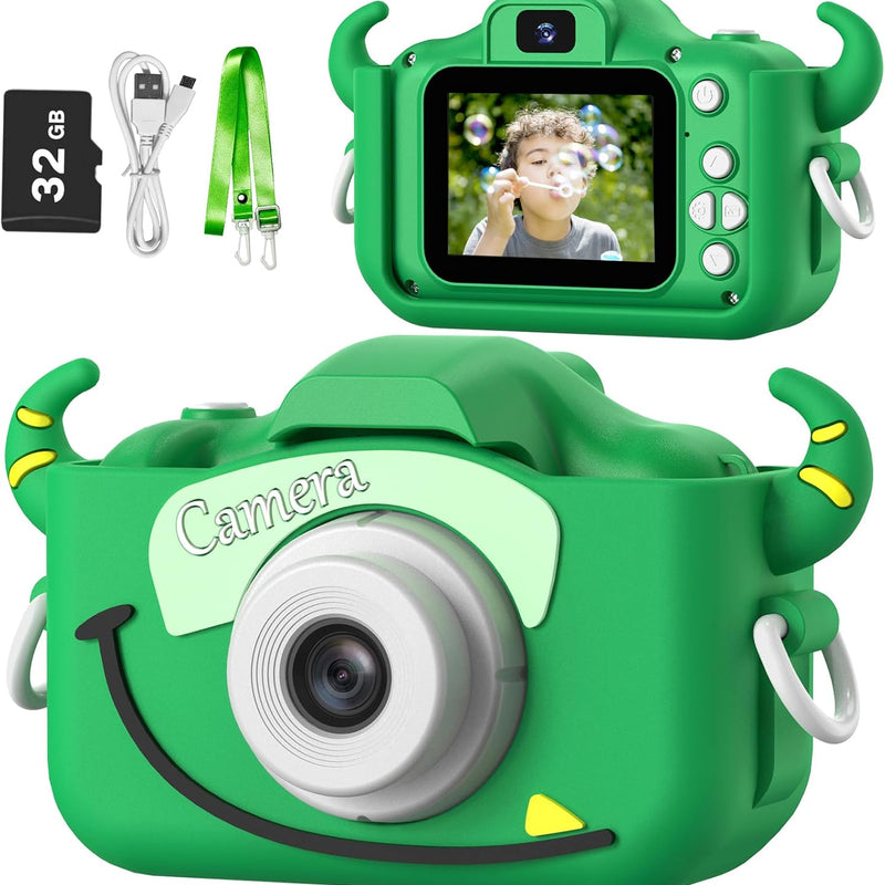 Goopow Kids Digital Camera: 1080P Video, 8X Zoom, Selfie Mode, 32GB SD Card