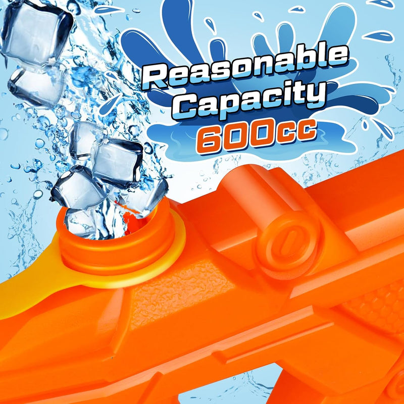 Quanquer 600cc Water Guns for Kids & Adults - 6 Pack Super Squirt Blasters Soaker with Long Range, High Capacity Pump Action, Summer Swimming Beach Outdoor Water Fighting Play Pool Toys for Boys Girls