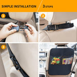 2 Pack Kick Mat Backseat Protector,Back Seat Cover for Kids,Car Seat Back Protectors with 2 Pocket Storage Organizer for Car, SUV, Minivan or Truck Seats (Black)