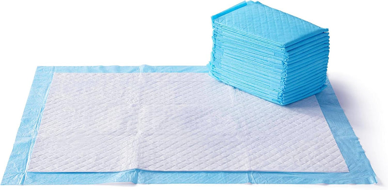 Amazon Basics Heavy Duty Dog and Puppy Pee Pads, Leak-Proof 5-Layer Super Absorbent, Quick-Dry Surface for Potty Training and Housebreaking, Giant Size, 27.5 x 44 Inch, Blue & White, 30-Pack