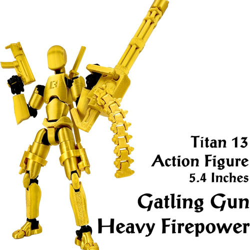 Gatling Gun Titan 13 Action Figure Set【Assembled】, Robot T Action Figure 3D Printed Dummy 13 Action Fidget Toys Figure Articulated, Lucky 13 for Collectors Desktop Decorations (Purple Blue)