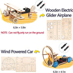 STEM Building Kits for Kids Ages 8-14: Solar Car, Biplane Glider, Binoculars, Wind Car