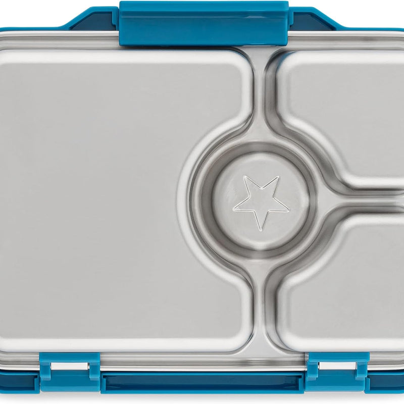 Yumbox Prêt Leakproof Stainless Steel Bento Lunch Box, Normandy Blue | Sandwich-Friendly Layout | Lightweight Design | Fits Most Lunch Bags | Dishwasher Safe (Top Rack)