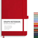 RETTACY Graph Grid Paper Notebook, 192 Pages, A5 Medium Size (5.7'' x 8.3''), 5 Squares per Inch, Leather Hardcover, 100 GSM Thick Paper, for School, Students, Math, Engineering (Brown)