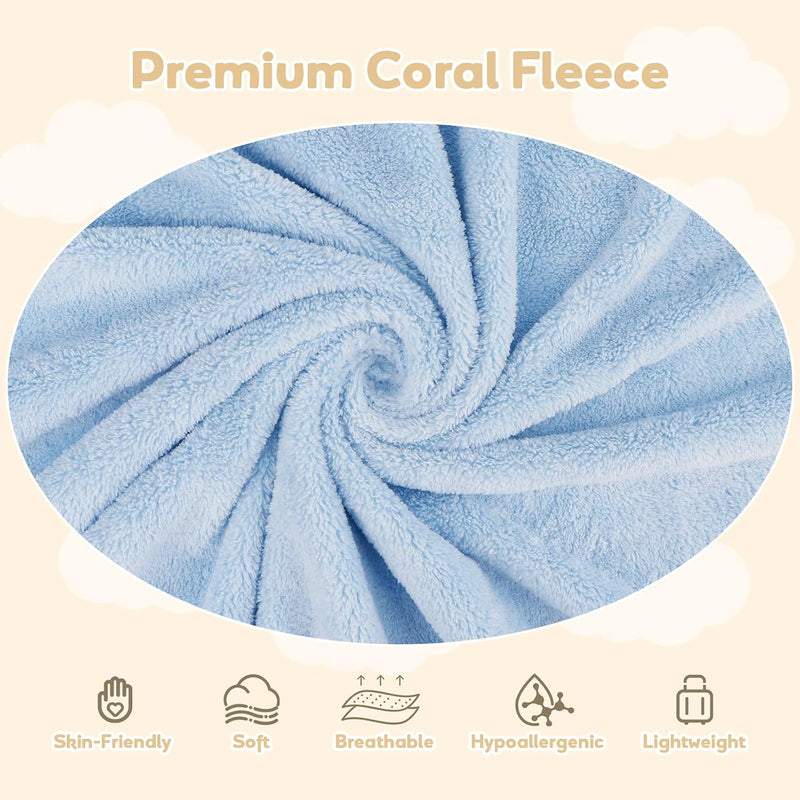 Hooded Towel for Newborn, 2 Pack Soft Coral Fleece Baby Towels | Ultra Absorbent Bath Cloths Bulk for Infants, Toddlers, Newborn Essential- 30 x 30 inch - Grey & Blue