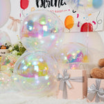 12Pcs Iridescent Round Foil Balloons: 22", 15", 10" 4D Clear Balloons for Birthday, Wedding, Mermaid Party Decor