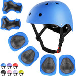 WayEee Kids Adjustable Helmet Set with Knee Pads and Wrist Guards for Cycling, Skateboarding, and Roller Skating