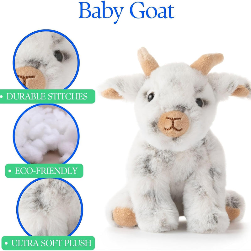 The Petting Zoo Goat Stuffed Animal Plushie, Gifts for Kids, Wild Onez Babiez Farm Animals, Goat Plush Toy 6 inches