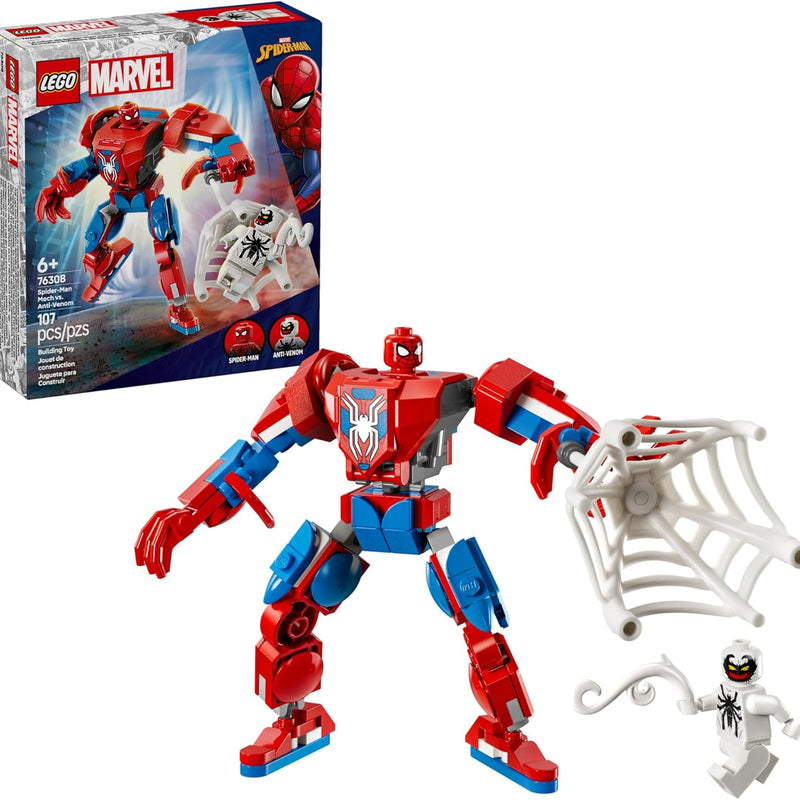LEGO Marvel Spider-Man Mech Action Toy Set - Ages 6+ Buildable Spider-Man Figure with Movable Arms and Legs