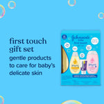 Johnson's Baby First Touch Baby Essentials Gift Set with Body Wash & Shampoo, Body Lotion, & Zinc Oxide Diaper Rash Paste for Baby's Delicate Skin, Hypoallergenic, No Added Parabens or Dyes, 3 Items