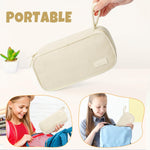 SUNEE Cute Pencil Case, Soft Corduroy Large Capacity Pencil Pouch, Aesthetic Zipper Pencil Bag, Big Storage Pen Organizer for Stationery, Pencil Box Back to School Supplies for Teen Girls Boys, Beige