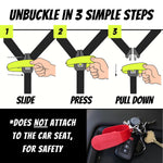 UnbuckleMe Car Seat Buckle Release Tool - Easy Opener Aid for Arthritis, Long Nails, Older Kids - Button Pusher for Infant, Toddler, Convertible 5 pt Harness car Seats - As Seen on Shark Tank (Lime)