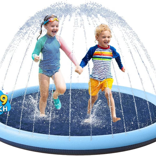 VISTOP Non-Slip Splash Pad for Kids and Dog, Thicken Sprinkler Pool Summer Outdoor Water Toys - Fun Backyard Fountain Play Mat for Baby Girls Boys Children or Pet Dog (59 inch, Blue&Blue)