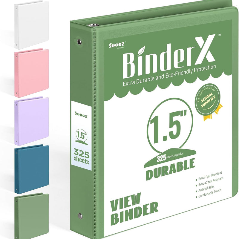 BinderX Extra Durable 3 Ring Binder, Round Rings 1 Inch Binder, Fits 175 Sheets of 8.5x11 Paper, Customizable View Cover with Inside Pockets, Cute 1" Binders, 1 Inch Binders 3 Ring, Pink