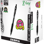 Zebra Pen Z-Grip Retractable Ballpoint Pen, Smooth-Flowing Black Ink, 1.0mm Medium Point, School & Office Supplies, Ideal for Note-Taking, Journal and Planner Use, 18-Pack (22218)