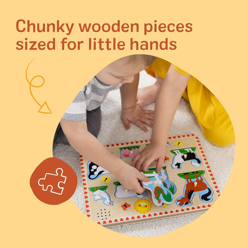 Melissa & Doug Farm Animals Sound Wooden Puzzle for Toddlers with Light-Activated Sounds, Music Learning Toy Ages 2+
