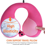 INFANZIA Kids Travel Neck Pillow, Chin Support for Car Seat & Plane, Pink | Helps Support Head and Neck, U Shape Carseat Travel Pillow, for Toddlers and Children, Airplane Road Trips