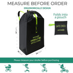 Large Stroller Bag for Airplane Travel, Black & Green, 47" H x 24" W x 15" D, Fits Most Large, Single, Double, Jogging Strollers – Premium Waterproof Cover, Adjustable Shoulder Straps