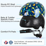 Toddler Helmet, Baby Infant Kids Bike Helmet, Adjustable, 1-3-5-8 Year Age, Hard PC Shell, EPS Foam, Breathable, Comfortable, Soft Padding