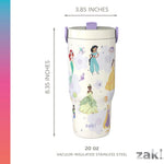Zak Designs Disney Princess Siply 20oz Leak-Proof Straw Insulated Tumbler | BPA Free, Stainless Steel, Handle, Cupholder Friendly, Dishwasher Safe, Kids Water Bottle For School, Home, Travel, Ariel