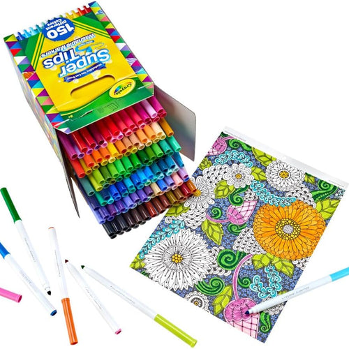 Crayola Super Tips Marker Set (150ct), Teacher Classroom Must Haves, Homeschool Supplies, 2-in-1 Fine Point & Broad Line Markers for Kids, 3+