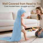 MIGIOL Muslin Baby Towels 100% Cotton ，Super Soft Muslin Baby Bath Towel - 32 x 32 Inches, Suitable for Newborn and Young Children up to 3 Years Old. (Light Blue & Dark Blue)