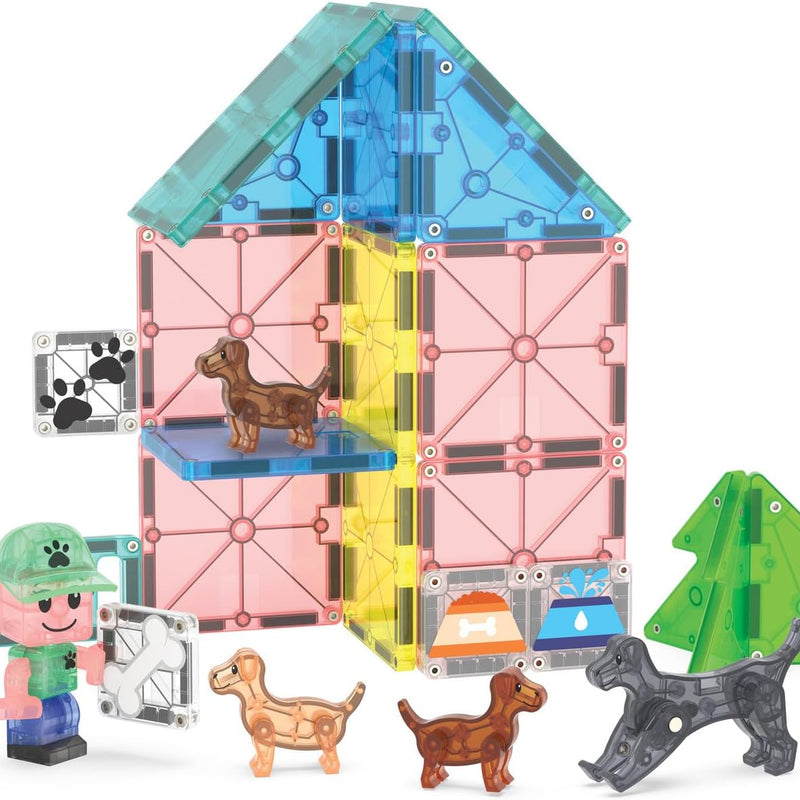 MAGNA-TILES Puppy Park 27-Piece Magnetic Construction Set, The Original Magnetic Building Brand