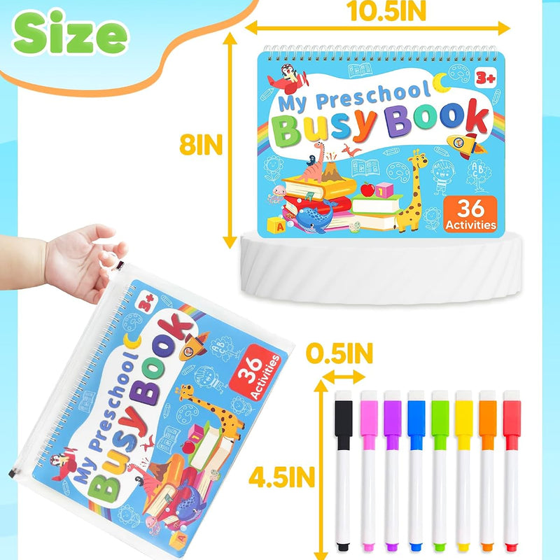 Toddler Busy Book, Montessori Educational Toys for 3 4 5 Year Old Gifts | Learning Toy, Preschool Learning Activities, Tracing Coloring Activity Books for Kids Ages 3-5, Car Airplane Travel Toys
