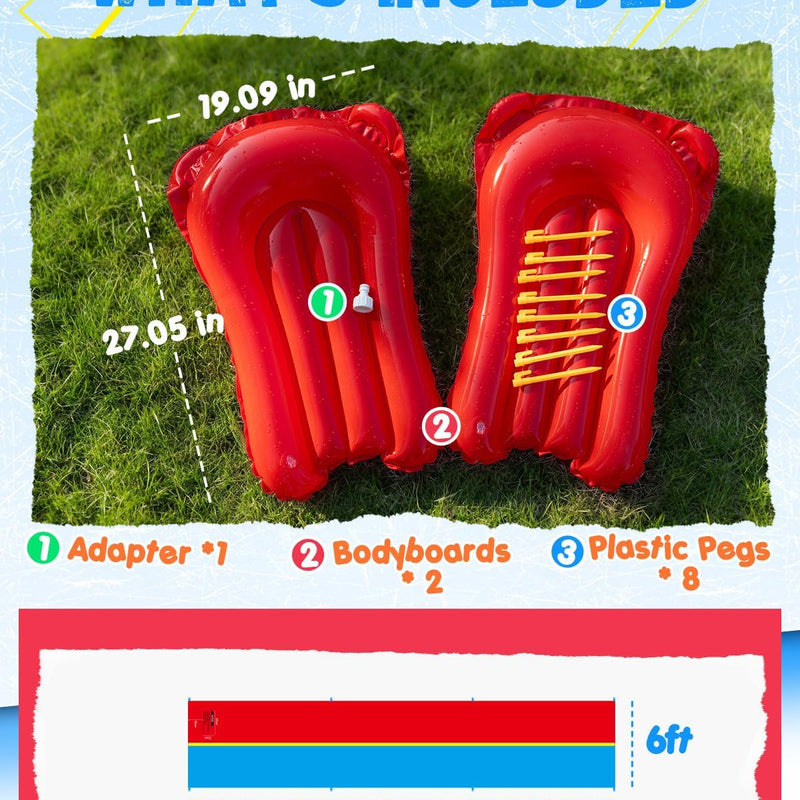 Spring Water 30ft Slip and Water Slide for Kids Backyard, Extra Long 2 Lanes Slip n Water Slide with Sprinkler, Gaint Water Slides with 2 Inflatable Bodyboards Outdoor Fun Summer Water Toys