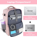 Taygeer Travel Backpack for Women, Carry On Backpack with Water Bottle Pocket & Shoe Pouch, TSA 15.6inch Laptop Mochila Flight Approved, Nurse Bag Casual Daypack for Weekender Business Hiking, Pink