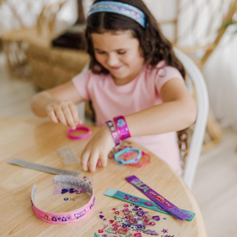 Melissa & Doug Design-Your-Own Bracelets with 100+ Sparkle Gems & Glitter Stickers for Kids, Ages 4+