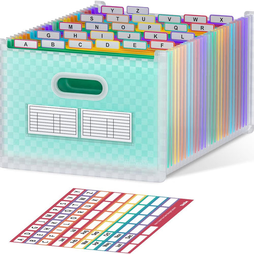ThinkTex 26-Pocket Accordion File Organizer, Upright & Open Top, A–Z Colorful Tabs, High Capacity Expanding File Folder, Letter/A4 Size Essentials for School, Home, and Office- Green