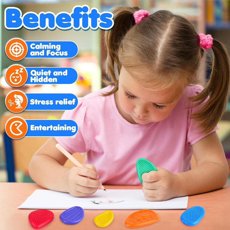 Fidget Toys Sensory Stone for Kids: 6 Pack Textured Soft Worry Stone for Autism Kids Calming - Fidget Stress Toys for Students Stress Relief - Small Prizes Fidget Toys