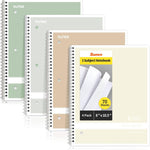 SUNEE Spiral Notebooks College Ruled, 1-Subject, 4 Pack, 8 x 10-1/2 in, 70 Sheets, 3-Hole Punched 70gsm Paper, Pastel Pink, Purple, Blue, Green for School, Home & Office, Writing Journal