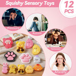 Taba Squishy Fidget Toys 12Pcs, Stress Relief Sensory Squeeze Toys for Kids 4-8 8-12, Kawaii Taba Squishies for Party Favors, Classroom, Birthday Gifts Goodie Bag Stocking Stuffers