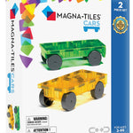 MAGNA-TILES Cars – Green & Yellow 2-Piece Magnetic Construction Set, The Original Magnetic Building Brand