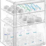 ERTIUANIO Baby Bottle Organizer – 3 Tier Acrylic Bottle Storage Organizer container, Clear Plastic Bottle Station Organizers Drawers for Countertop Kitchen Cabinet Vanity, Bathroom, Gifts for New Mom