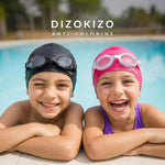 2pcs Silicone Swim Cap for Kids 6-14, High Elasticity Comfortable Non-Slip Swimming Cap for Girls & Boys, Durable Waterproof Swim Hats for Long and Short Hair, Keep Hair Dry
