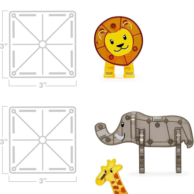 MAGNA-TILES Safari Animals 25-Piece Magnetic Construction Set, The ORIGINAL Magnetic Building Brand